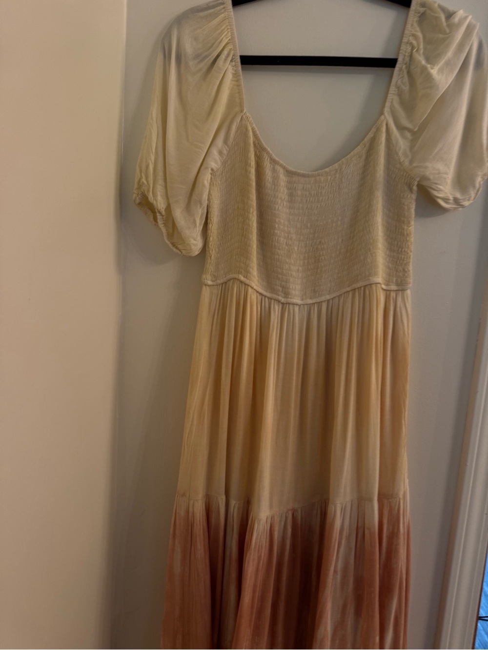 Storia Cream Ombre Maxi Dress with Pink and Yellow Tiers - Picture 3 of 5